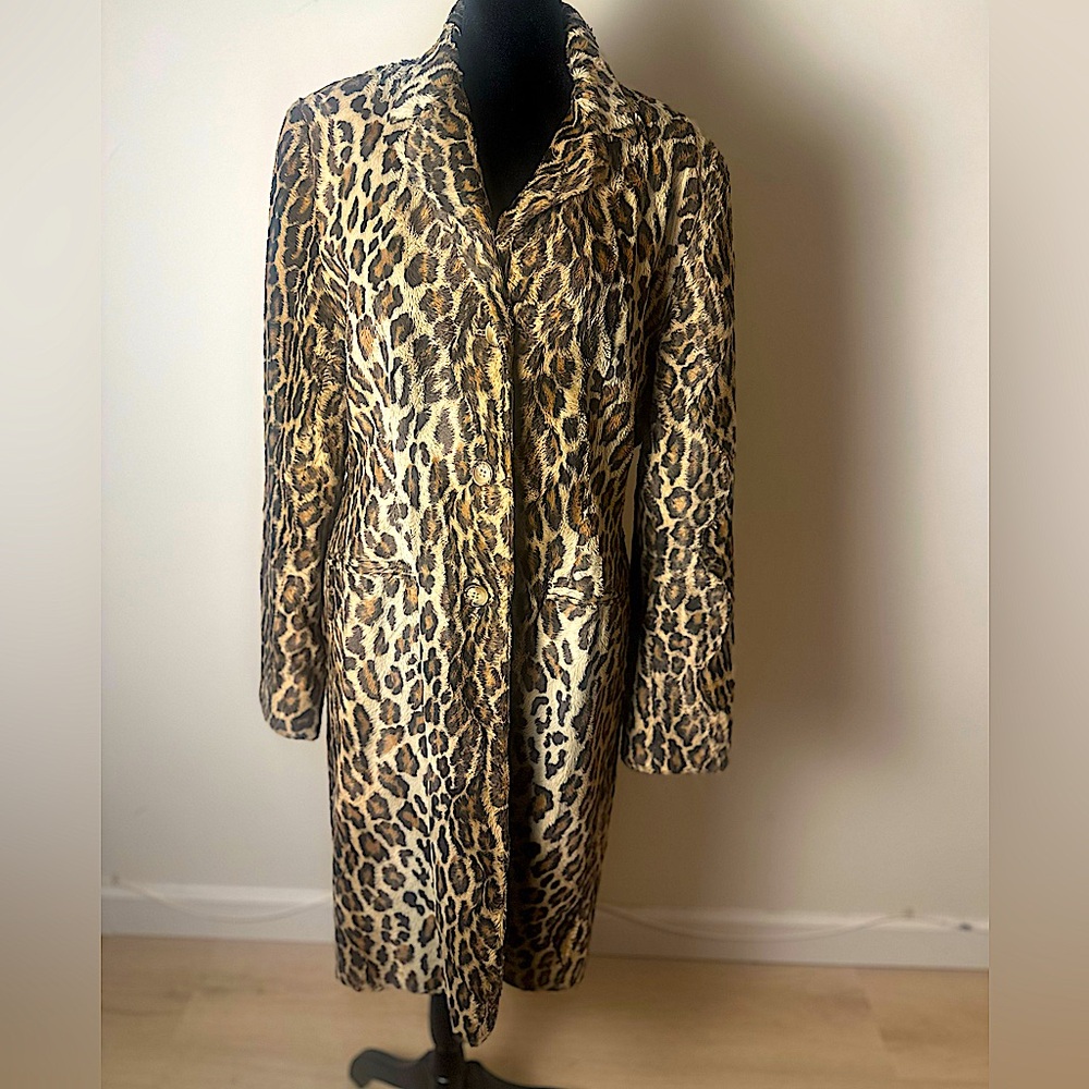 CHARLES GRAY LONDON Leopard
Jacquard Long Coat Size 10 Animal Print Statement